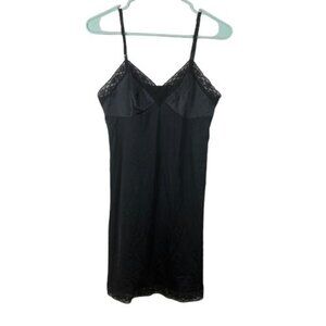 VTG 90s Vanity Fair Black Satin Babydoll Lingerie Slip Dress Size 34 Whimsigoth